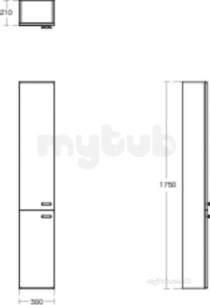 Ideal Standard Concept Furniture -  Ideal Standard Concept Space Column 300 Gl Gry Unt 2 Dr E0412kr
