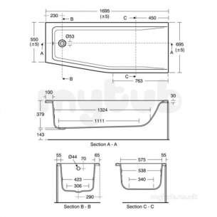 Ideal Standard Concept Acrylics -  Ideal Standard Concept Space Bath 170x70 Left Hand S/maker Wht E049901