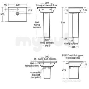 Ideal Standard Concept -  Ideal Standard Concept Space E1336 500mm H/r Basin Wht E133601