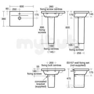 Ideal Standard Concept -  Ideal Standard Concept Space E1339 600mm Basin Right Hand White E133901