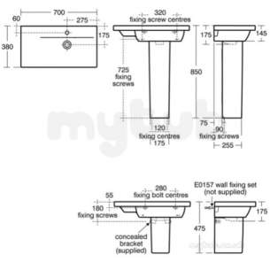 Ideal Standard Concept -  Ideal Standard Concept Space E1341 700mm Basin Left Hand White E134101