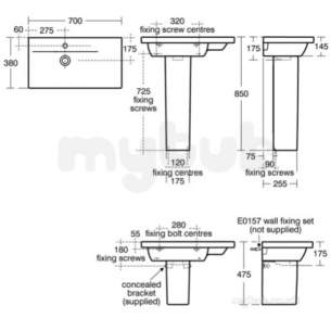 Ideal Standard Concept -  Ideal Standard Concept Space E1342 700mm Basin Right Hand White E134201