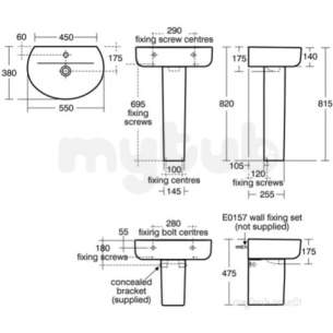 Ideal Standard Concept -  Ideal Standard Concept Space E1346 550 Basin Sphere Lp Wh E134601
