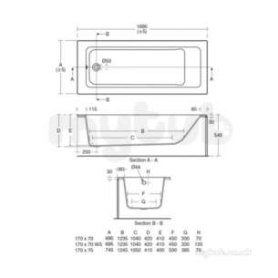 Ideal Standard Tempo Bathing -  Ideal Standard Tempo E2580 Cube 1700x700mm No Tap Holes Bath Wht E258001
