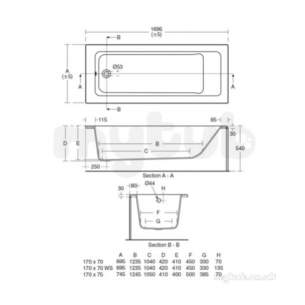 Ideal Standard Tempo Bathing -  Ideal Standard Tempo E2581 Cube 1700x700 No Tap Holes Bath Wht Ws E258101