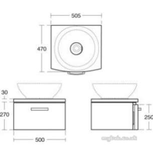 Ideal Standard Sottini Sundries -  Ideal Standard Sottini Fn W/h 500 Rsi/gry Crv Basin Unit E2783eu