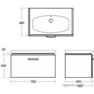 Ideal Standard Sottini Sundries -  Ideal Standard Sottini Fn W/h 800 Gry/wht Vtybasin Unit E2786ey
