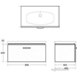 Ideal Standard Sottini Sundries -  Ideal Standard Sottini Fn W/h 900 Rsi/gry Vtybasin Unit