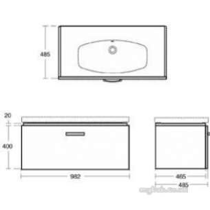 Ideal Standard Sottini Sundries -  Ideal Standard Sottini Fn W/h 1000 Gry/wht Vtybasin Unit