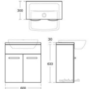 Ideal Standard Sottini Ware -  Ideal Standard Sottini Fn Semi Countertop 600 Gry/wht Basin Unit E2789ey