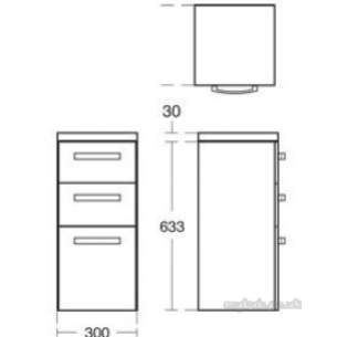 Ideal Standard Sottini Sundries -  Ideal Standard Sottini Fn Base 300 Gry/wht Drawer Unit E2795ey