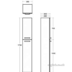 Ideal Standard Sottini Sundries -  Ideal Standard Sottini Fn Column 300 Gry/wht 2 Dr Unit E2797ey
