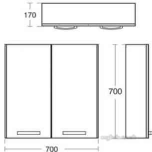 Ideal Standard Sottini Sundries -  Ideal Standard Sottini Fn W/h 700 Gry/wht Storage Unit