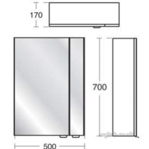 Ideal Standard Sottini Sundries -  Ideal Standard Sottini Fn Wall 500 Grey Mirror Unit E2803ex