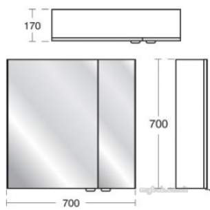 Ideal Standard Sottini Sundries -  Ideal Standard Sottini Fn Wall 700 Grey Mirror Unit E2804ex