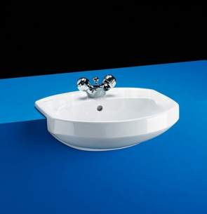 Armitage Shanks Mid Range Sanitaryware -  Armitage Shanks Profile S2440 2 Tap Hole Semi Countertop Basin 505mm White S244001