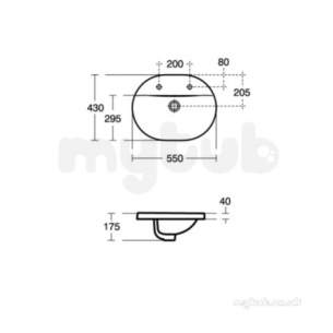 Ideal Standard Concept -  Ideal Standard Concept E5005 550mm Two Tap Holes Oval Ctop Basin Wh E500501
