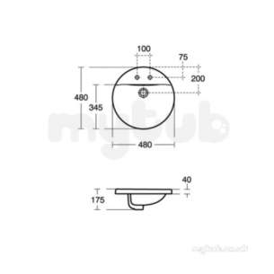 Ideal Standard Concept -  Ideal Standard Concept E5012 480mm Two Tap Holes Sphr Ctop Basin Wh E501201