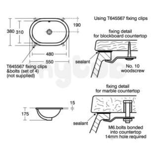 Ideal Standard Concept -  Ideal Standard Concept E5020 550mm No Tap Holes Oval U/c Basin Wht E502001