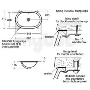 Ideal Standard Concept -  Ideal Standard Concept E5022 620mm No Tap Holes Oval U/c Basin Wht