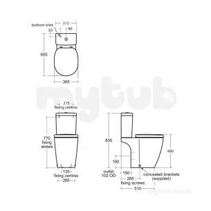 Ideal Standard Concept Freedom E6086 Rsd Hght Cc Pan Wh E608601