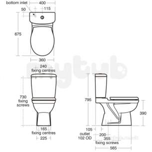 Ideal Standard Alto -  Ideal Standard Alto E7598 Close Coupled Bowl Vertical Output Mk2 White E759801