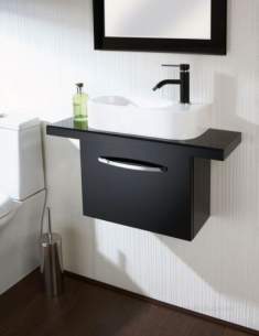 Flabeg Cabinets And Mirrors -  Hib 9501400 Black Cassino Wall Hung Cloakroom Unit Single Door