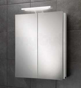 Hib Lighting Cabinets and Mirrors -  Hib 42700 Aluminium Atomic 600mm Double Sided Mirror Bathroom Cabinet Door Ir Sensor