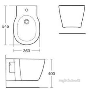Ideal Standard Sottini Ware -  Ideal Standard Santorini Whg Bid 54x36 White 1cth E775701