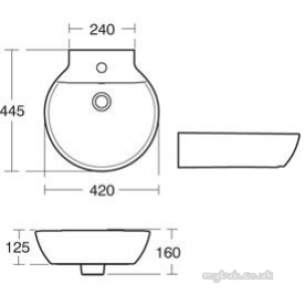 Ideal Standard Sottini Ware -  Ideal Standard Ellipse Vessel Basin 42 White 1th E799301