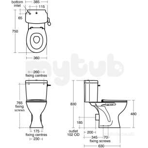 Sandringham 21 Sanitaryware -  Armitage Shanks Sandringham 21 E8834 Cc Ho Raised Pan Wh E883401