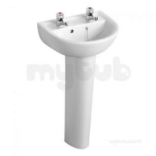 Sandringham 21 Sanitaryware -  Armitage Shanks Sandringham 21 E8936 450mm Two Tap Holes H/r Basin White