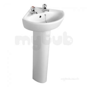 Sandringham 21 Sanitaryware -  Armitage Shanks Sandringham 21 E8942 480mm Two Tap Holes Corner Basin Wht E894201