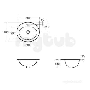 Sandringham 21 Sanitaryware -  Armitage Shanks Sandringham 21 E8952 500mm One Tap Hole Ctop Basin White E895201