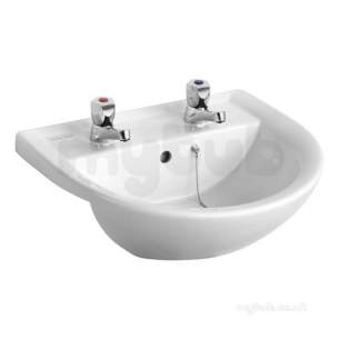Sandringham 21 Sanitaryware -  Armitage Shanks Sandringham 21 E8959 500mm Two Tap Holes Semi Countertop Basin Wht E895901
