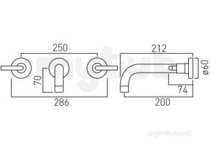 Vado Brassware -  3 Hole Basin Mixer Plus 200mm Spout W/mtd