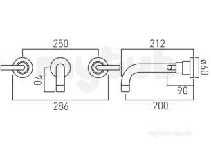 Vado Brassware -  3 Hole Bath Filler Plus 200mm Spout W/mtd