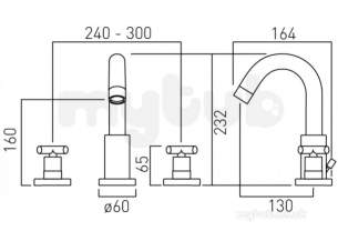 Vado Brassware -  3 Hole Basin Mixer Deck Mtd Plus Pop-up Waste Elw-101-c/p