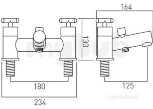 Vado Brassware -  3 Hole B/showr Mixer Deck Mtd W/o Shower Kit