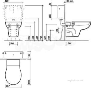 Twyford Encore -  Encore Wall Hung Toilet Pan Er1738wh