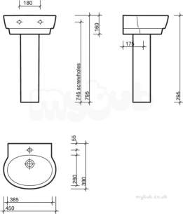 Twyford Encore -  Encore 450x390 Handrinse 1 Tap Er4821wh