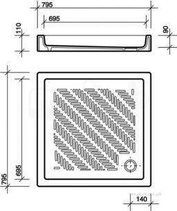 Twyfords Ceramic Shower Trays -  Calypso-2 Shower Tray 800x800x110mm Fc3103wh