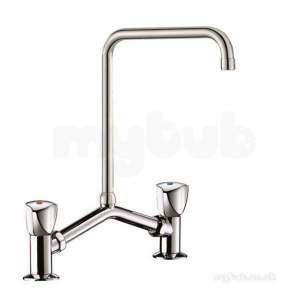 Delabie Brassware -  Delabie Deck Mtd Mixer 100-240 C-c Vlv Head Controls Spout L200 H250mm