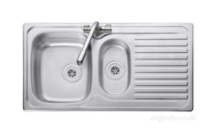 Rangemaster Sinks -  Aga Rangemaster Linear Lr9502r 1.5 Bowl Right Hand Drainer Sink Stainless Steel