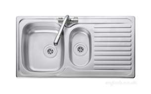 Rangemaster Sinks -  Aga Rangemaster Linear Lr9502r/tc 1.5 Bowl Right Hand Drainer Tap Pack Stainless Steel