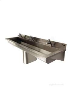 Sissons Stainless Steel Products -  Saracen 1200mm Two Tap Holes Wash Trough Ss