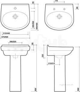 Twyford Grace Sanitaryware -  Grace Washbasin 575x500 1 Tap Gc4211wh