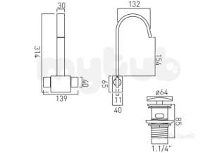 Vado Brassware -  Geo Mono Basin Mixer Deck Mtd Smooth Bodied Plus