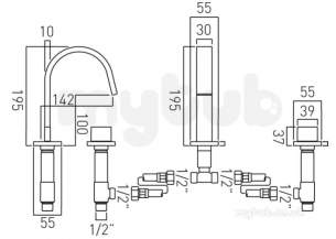 Vado Brassware -  3 Hole Basin Mixer Spout Can Swivel/fixed