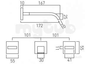 Vado Brassware -  Vado 3 Hole Basin Mixer Wall Mounted Geo-109-c/p